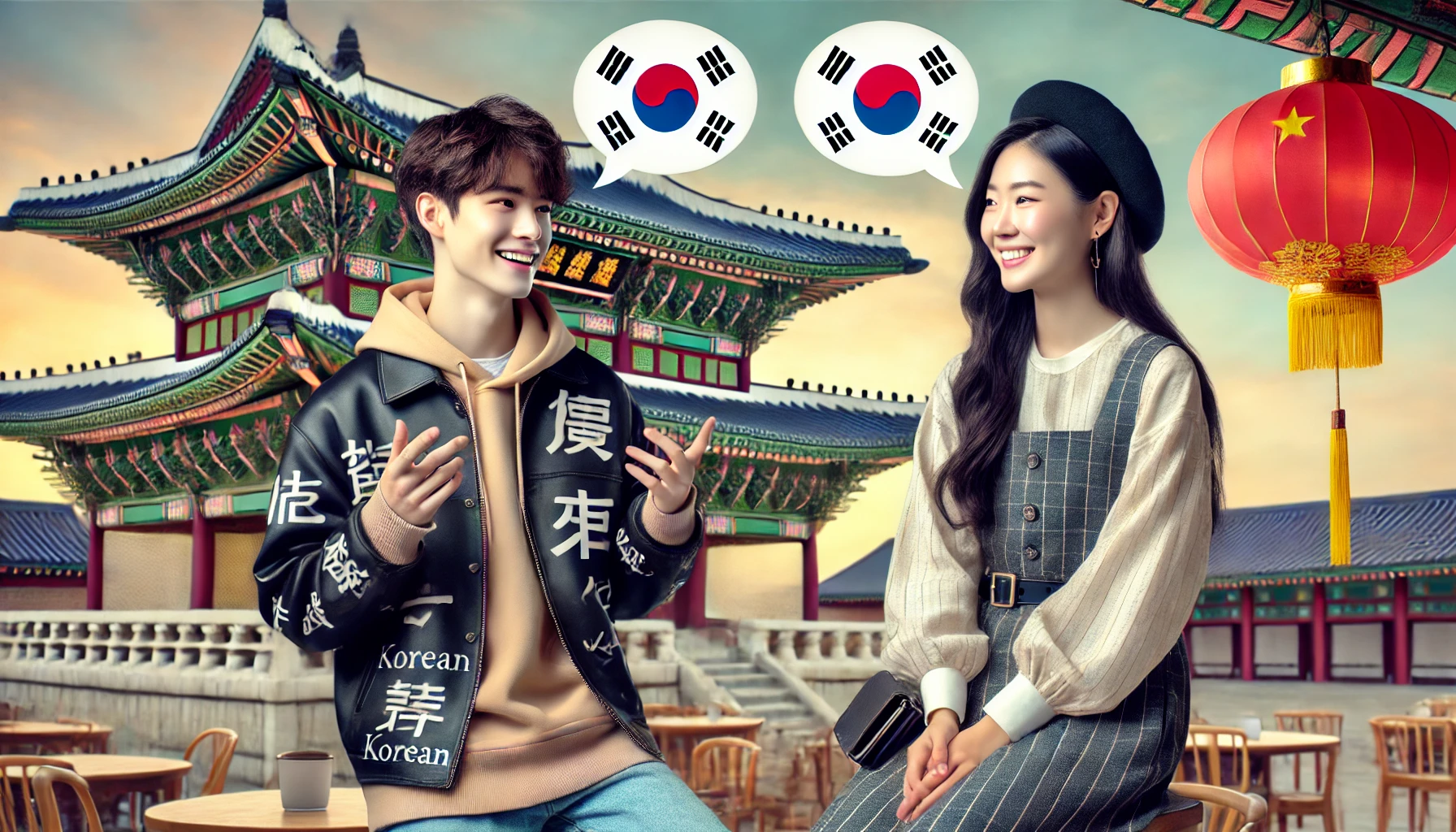 韓国語や中国語のレッスンが提供されている